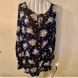 Jade by Jane Boho Dress XL Black Pretty Floral White Gold Tan Flowy
